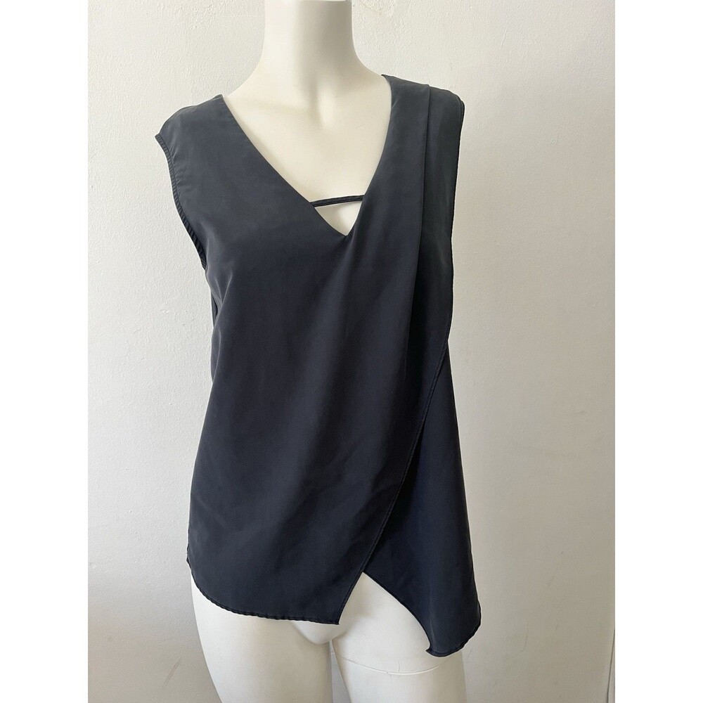 intimissimi Navy Blue top S Silk Blend Sleeveless Vneck Minimalist Classic Work